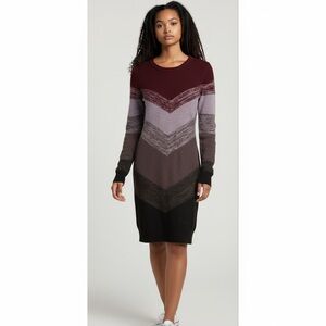 By & By Trendy Burgundy & Gray Long Sleeve Sweater Dress Size XXL Jr